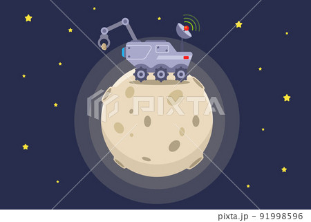 lunar rover works on the surface of the moon. exploration of a space object. 91998596