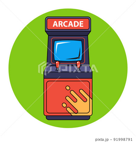 arcade machine on a white background. game from 80s. 91998791