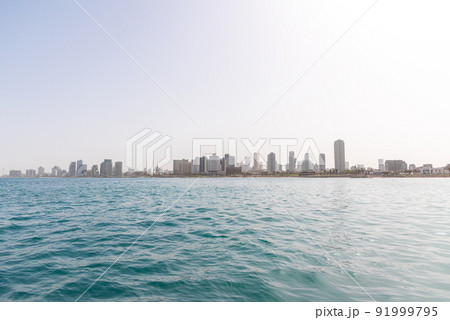 Tel Aviv skyline. A view from the water of the old Yaffa Port 91999795