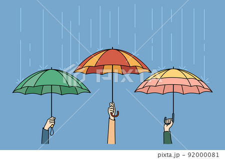 People holding umbrellas on rainy weather People holding umbrellas on rainy weather 92000081