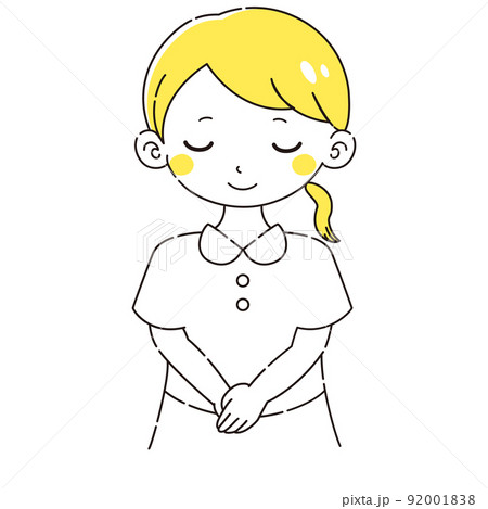 お辞儀をする白衣を着た女性のイラスト お辞儀をする白衣を着た女性のイラスト 92001838