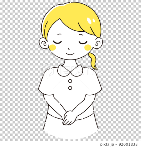 お辞儀をする白衣を着た女性のイラスト お辞儀をする白衣を着た女性のイラスト 92001838