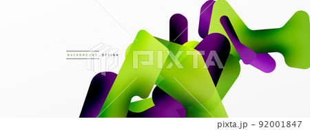 Colorful bright abstract shapes composition. Digital web futuristic template for wallpaper, banner, background, card, book Illustration, landing page 92001847