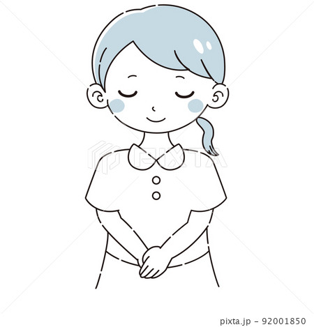 お辞儀をする白衣を着た女性のイラスト お辞儀をする白衣を着た女性のイラスト 92001850