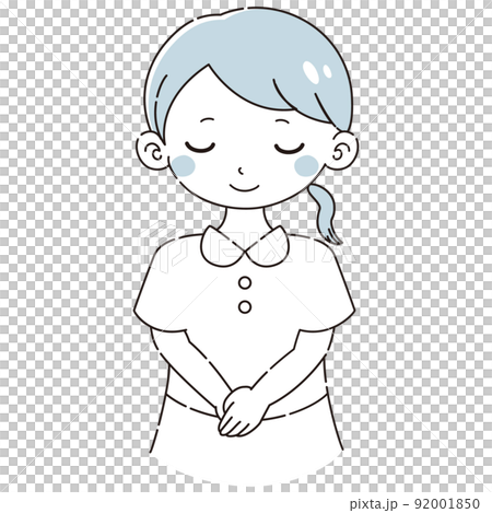 お辞儀をする白衣を着た女性のイラスト お辞儀をする白衣を着た女性のイラスト 92001850