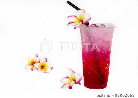 cold red soda cocktail water for relax in summer with flowers frangipani cold red soda cocktail water for relax in summer with flowers frangipani 92002065