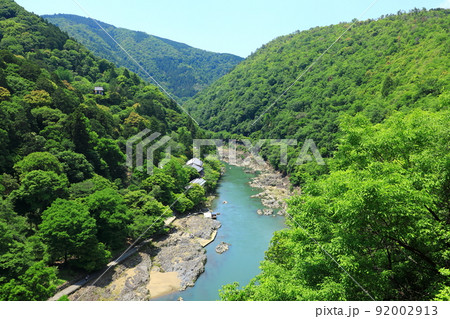 初夏の嵐山公園展望台から望む保津峡 92002913