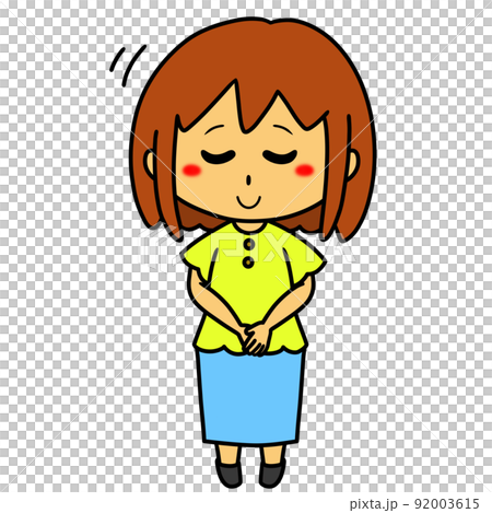 Illustration of a woman bowing with Pecoli Illustration of a woman bowing with Pecoli 92003615