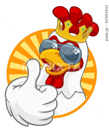 Cool King Chicken Rooster Cockerel Bird Cartoonのイラスト素材