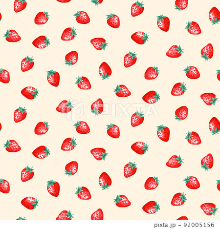 イチゴ柄のパターン ベージュ背景のイラスト素材