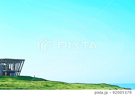 パステル調　”日の出岬展望台　ラ・ルーナ　北海道”　イラストイメージ 92005379