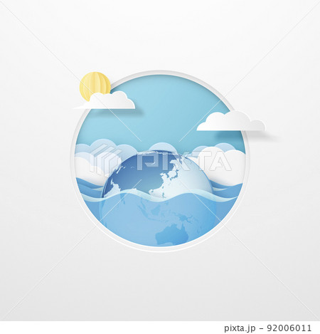 ペーパーカット ウェーブ 地球の環境問題 ペーパーカット ウェーブ 地球の環境問題 92006011