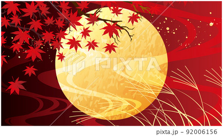 秋の紅葉　お月見　背景 92006156