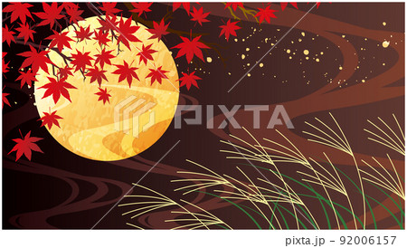 秋の紅葉　お月見　背景 92006157