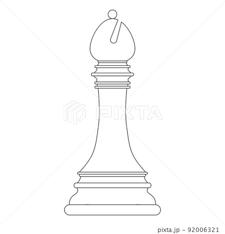 Outline silhouette of chess bishop isolated on white background. Chess icons. Vector illustration for design. Outline silhouette of chess bishop isolated on white background. Chess icons. Vector illustration for design. 92006321