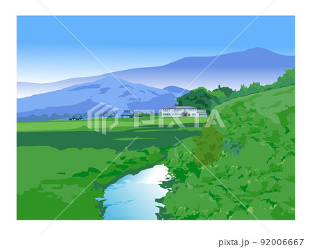 古民家のある日本の山里の風景。緑豊かな地に暮らす。 古民家のある日本の山里の風景。緑豊かな地に暮らす。 92006667