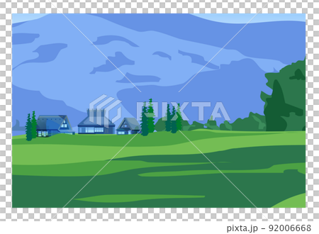 日本山村的風景，有一棟古老的民居。住在鬱鬱蔥蔥的綠色地帶。 92006668