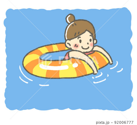 夏のプール女の子イラスト 92006777