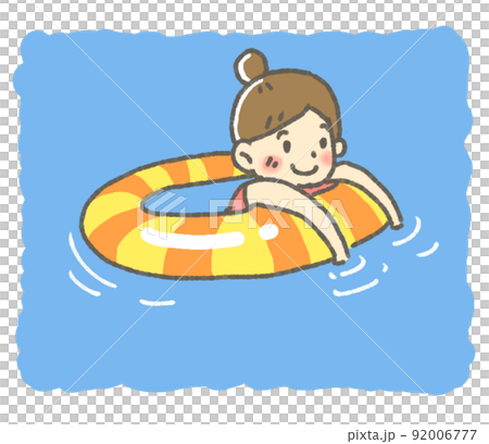 夏のプール女の子イラスト 92006777