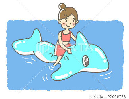 夏のプール女の子イラスト 92006778