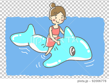 夏のプール女の子イラスト 92006778