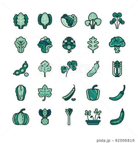 Bundle of Fruit berry vegetable food glyph flat vector set 92006819