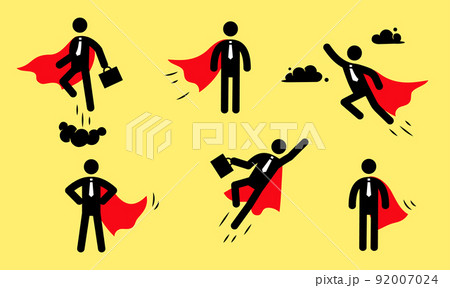 Superhero business pictogram man icon set. Superhero businessman flying stick figure. Victory worker, employer pictogram person Superhero business pictogram man icon set. Superhero businessman flying stick figure. Victory worker, employer pictogram person 92007024