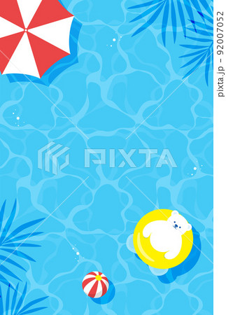 プールに浮かぶシロクマの背景イラスト 92007052