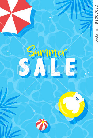 プールに浮かぶシロクマの背景イラスト 92007053