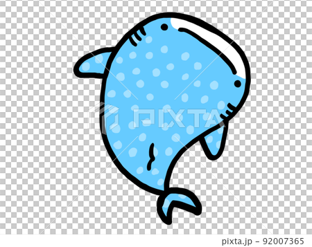 かわいいジンベイザメ/手描きイラスト素材 かわいいジンベイザメ/手描きイラスト素材 92007365