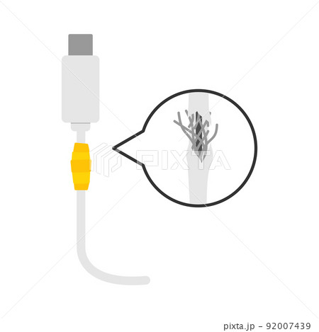 ビニールテープで補修した充電コードのベクターイラスト ビニールテープで補修した充電コードのベクターイラスト 92007439