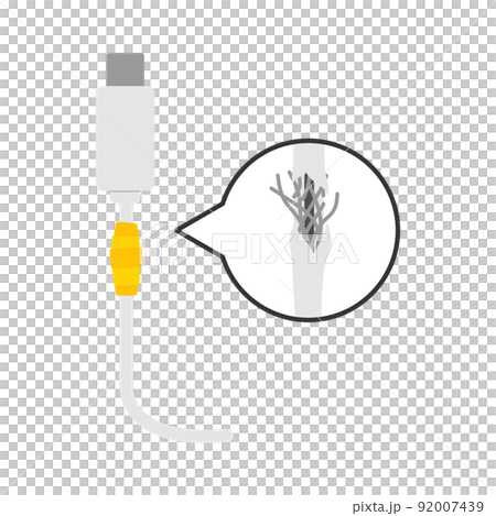 ビニールテープで補修した充電コードのベクターイラスト ビニールテープで補修した充電コードのベクターイラスト 92007439