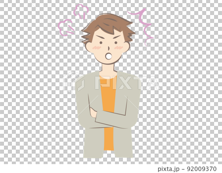 怒っている若い私服の男性 怒っている若い私服の男性 92009370