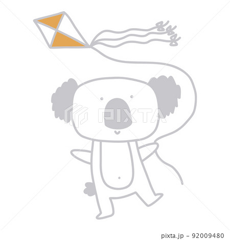 Cute outlined jungle and woodland animal for kids. Coloring vector illustration set. 92009480