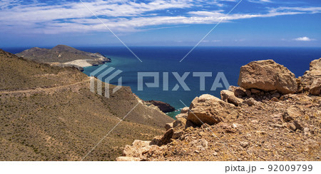 Panoramic View from Vela Blanca Volcanic Dome, Cabo de Gata-Nijar Natural Park, Spain 92009799
