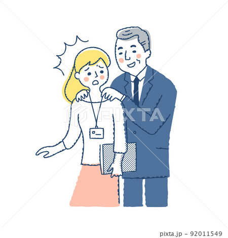 セクハラをする上司と嫌がっている女性 セクハラをする上司と嫌がっている女性 92011549
