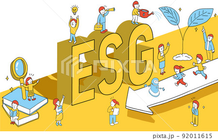 ESGを実現しようとする人々のイラスト 92011615