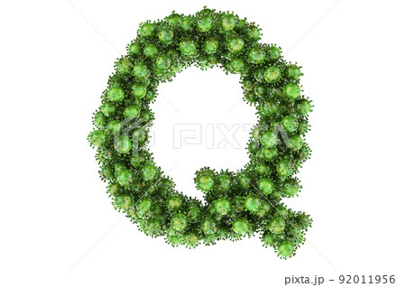 Letter Q from green viruses. 3D rendering Letter Q from green viruses. 3D rendering 92011956