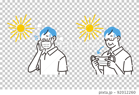 摘下口罩作為中暑措施的老人 92012260