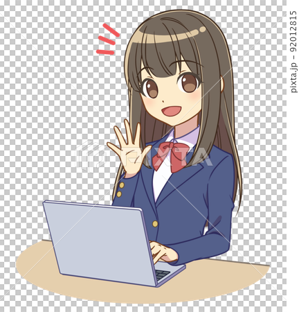 Greetings from a blazer girl who operates a personal computer 92012815