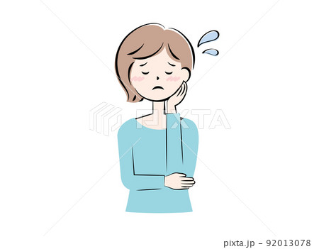 困っている若い私服の女性 困っている若い私服の女性 92013078