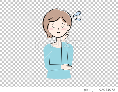 困っている若い私服の女性 困っている若い私服の女性 92013078