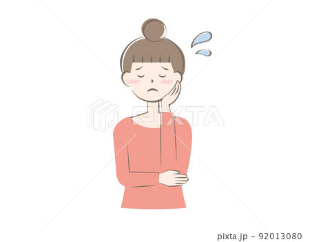 困っている若い私服の女性 困っている若い私服の女性 92013080