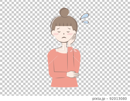 困っている若い私服の女性 困っている若い私服の女性 92013080