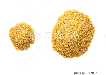 raw bulgur isolated on white background top view. Pile dry bulgur isolated on white background top view. 92015066