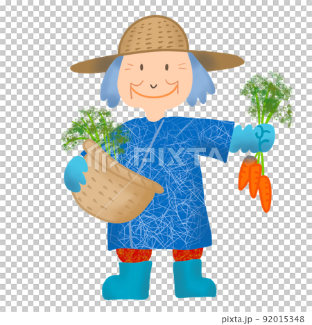 Illustration of an old lady doing field work Illustration of an old lady doing field work 92015348