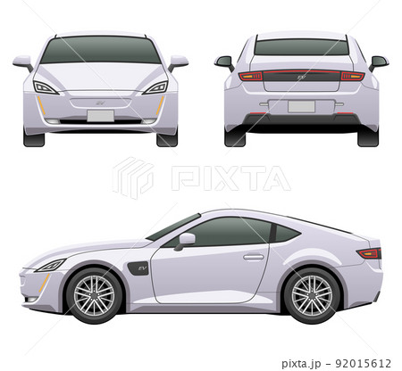 3方向から見た車のイラスト(EVスポーツカー) 3方向から見た車のイラスト(EVスポーツカー) 92015612