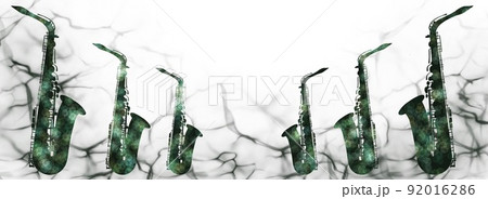 サックスのシルエットをデザインしたコピースペースをつけたイラスト 92016286