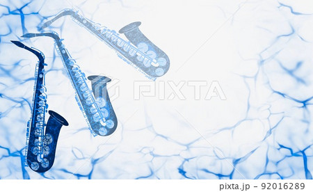 サックスのシルエットをデザインしたコピースペースをつけたイラスト 92016289