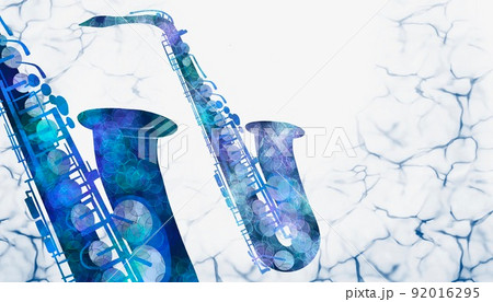 サックスのシルエットをデザインしたコピースペースをつけたイラスト 92016295